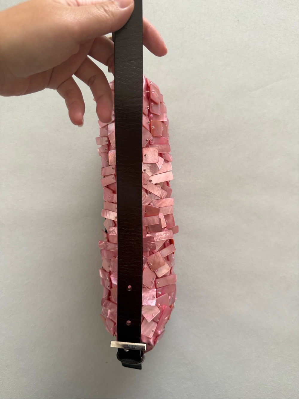 FENDI Vintage Pink Mother of Pearl Baguette Shoulder Bag - Picture 10 of 12